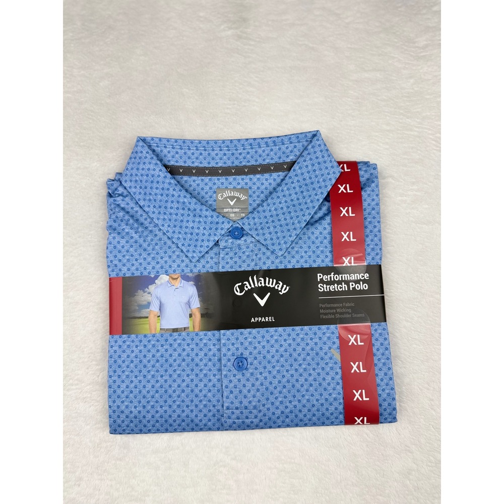 Callaway‎ Mens XL Performance Polo Shirt Regatta Blue New with Tags & Geometric